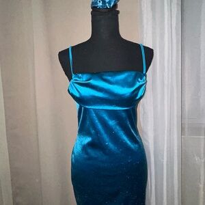 Elegant Blue Satin Dress
